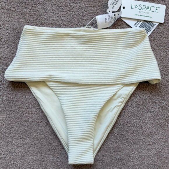 NEW - L*Space - Eco Chic Repreve - Desi Bikini Bottom - Cream - NWT - Picture 1 of 4